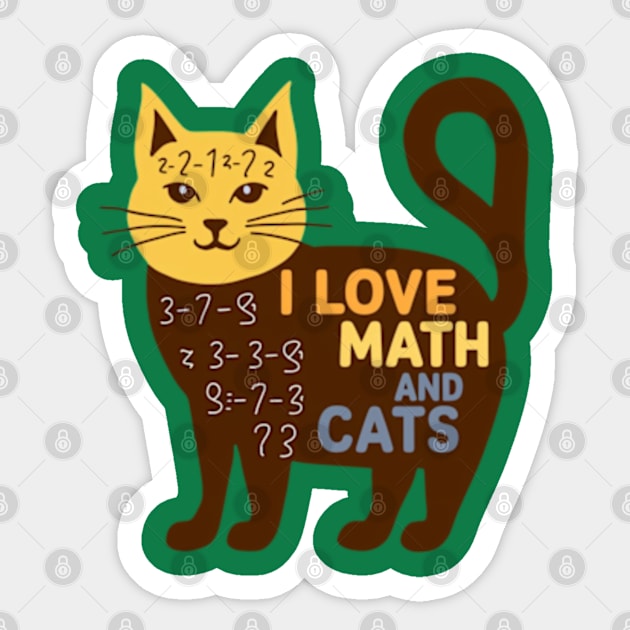 I love math and cats (3) Sticker by YolandaRoberts